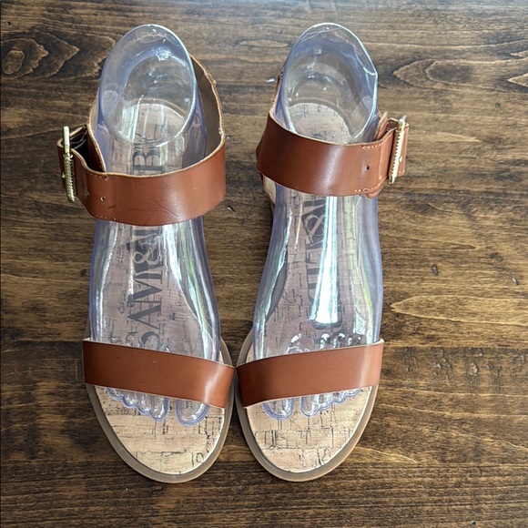 Sam and Libby Women's Faux Leather Brown Ankle Strap Sandals Size 7 - Picture 2 of 6